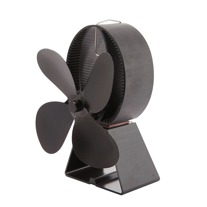 

4-blade Heat Powered Stove Fan Wood Log Burner Fireplace Eco Friendly Fan Black