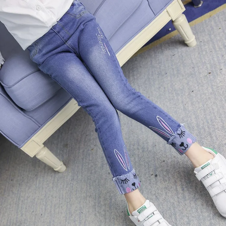 

Girl'S Jeans Spring 2019 Spring And Autumn Korean-style Big Boy Cute Casual Rabbit Eared Volume Feet Pants Leggings