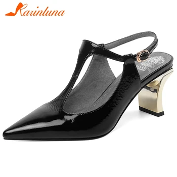 

Karinluna 2020 Hot Sale High Quality Strange Style Summer Sandals Woman Shoes Buckle Strap Pointed Toe Lady Sandals Women
