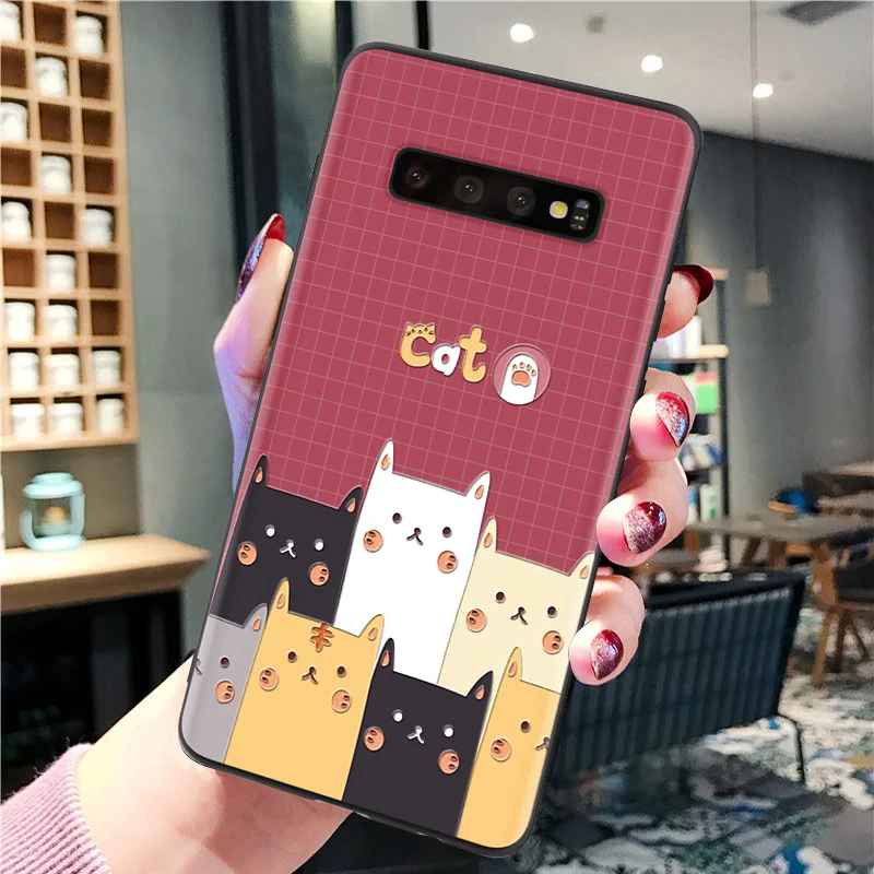 7fangmao 3D крышка тиснения для samsung Galaxy A70 A40 A50 A10 A20e A30 A60 A3 A5 A7 A9 A6 A8 плюс S10 плюс M30 чехол с милым котом - Цвет: 7fangmao