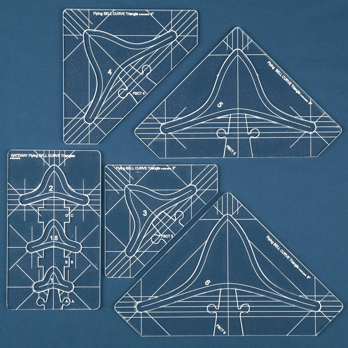 Flying Bell Curve triangleS набор из 5 шаблонов для домашней швейной машины с низким хвостовиком# FBCT-5#1 набор = 5 шт
