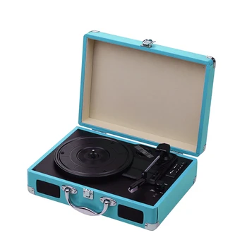 

Portable Turntable Record Player Classic Suitcase Style 3 Speed Record Player with Stereo Speakers USB Port Memory Card Slot