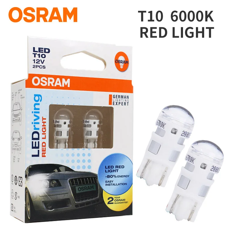 OSRAM T10 led w5w Автомобильный светодиодный светильник сигнала поворота, тормозной светильник для passat b6 peugeot ford mondeo mk4 focus mk2 vw golf touareg volvo - Испускаемый цвет: T10-2880R Red