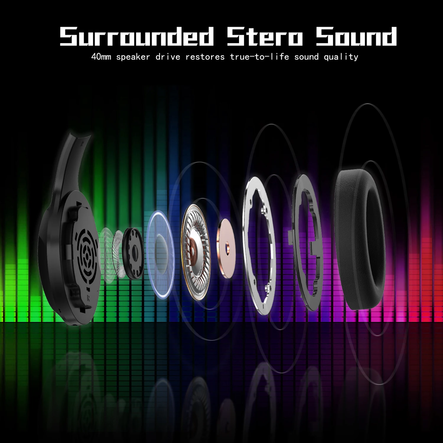 KYCXD bluetooth earphone 5.0 with heavy bass headphones foldable and portable sports games 3D stereo sound for iphone xiaomi
