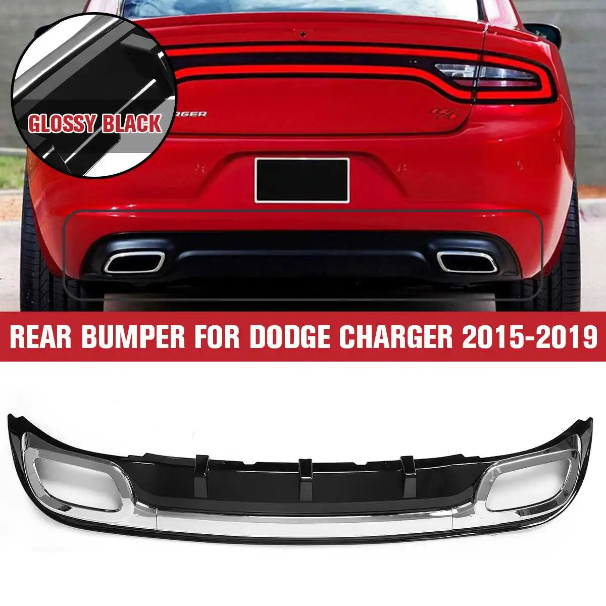 New Glossy Black Pp Rear Bumper Lip Valance Diffuser Gloss Black For Dodge Charger 2015 2019 Bumpers Aliexpress
