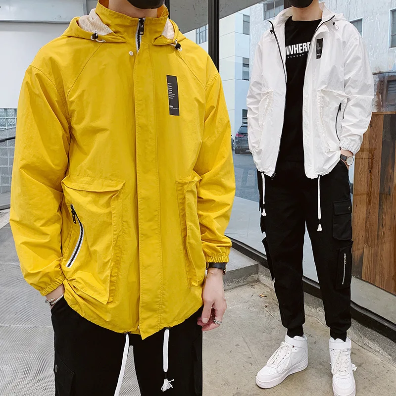 

Jacket Men's Spring Korean-style Hooded Mid-length Trench Coat Trend Men Casual Overcoat Ds339aj95