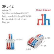  1 in multiple out Quick Wiring Connector Universal Splitter wiring cable Push-in Can Combined Butt Home Terminal Block SPL  222 