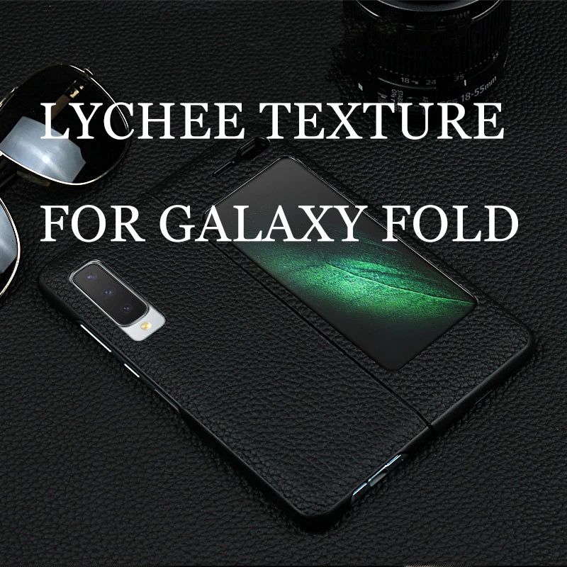 

Leather Case For Samsung Galaxy Fold 5G W20 Foldable Lychee Texture Card Slot Cover Folding Protector