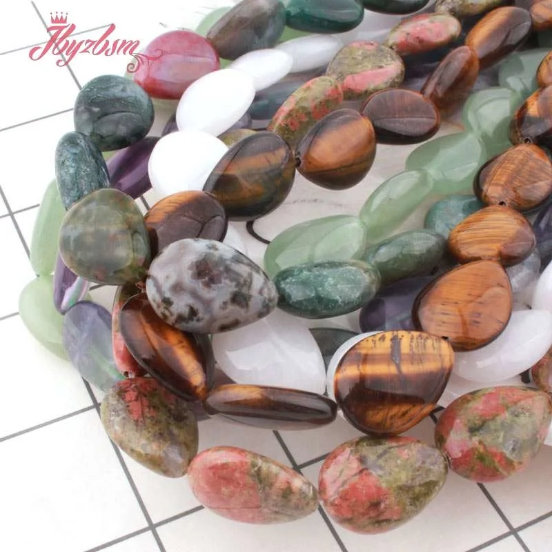 Natural Drop Fluorite Quartz Rhodonite Agates Stone Beads Loose 13x18mm For DIY Necklace Jewelry Making Strand 15