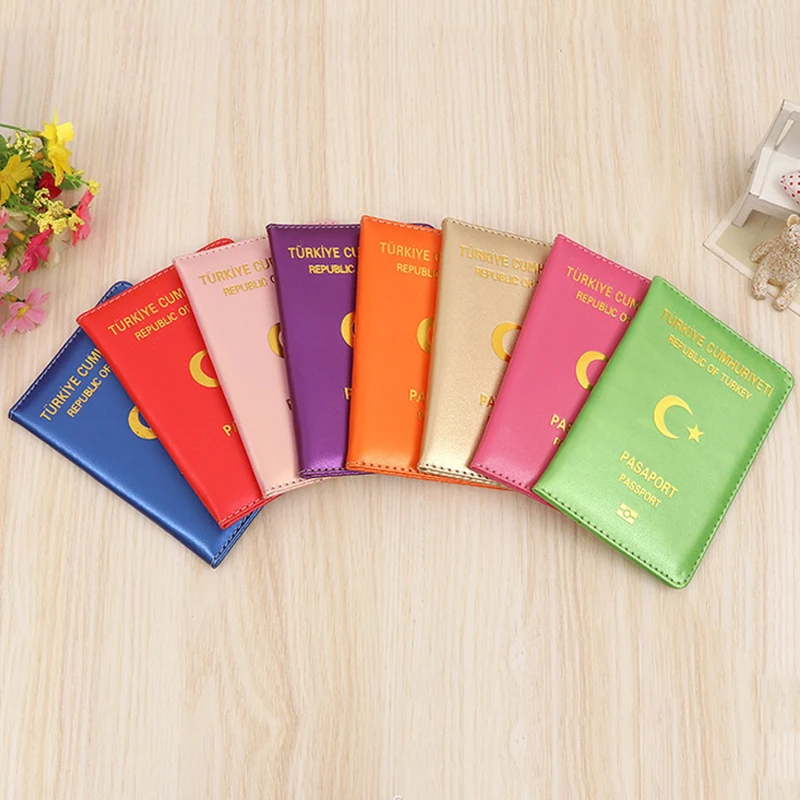 

Turkey Letter PU Passport Cover Moon Star Card Wallet Unisex Card Holder Fashion Card Case Organizer Travel High Quality