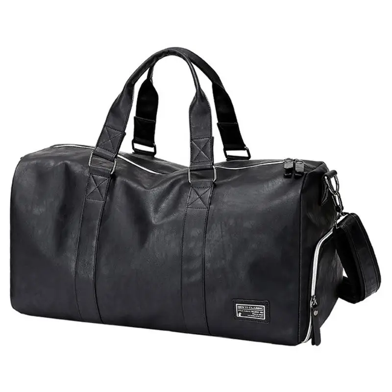 Weysfor Leather Travel Luggage Shoulder Bag Big Sports Gym Bag Men Training Tas for Shoes Lady Fitness Yoga Black Sport Handbags