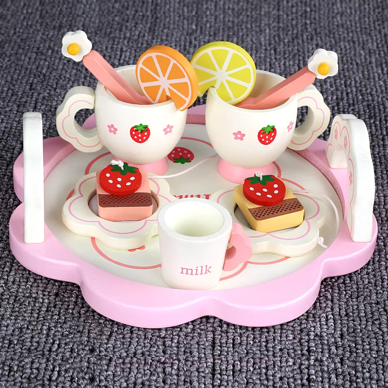 Детская кухонная утварь, набор игрушек для девочек, подарки, лимонно-белый послеобеденный чайный сервиз, имитация домашней кухонной посуды