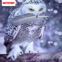 GATYZTORY 5D алмазная живопись Полная площадь DIY домашний декор мозаика Стразы Картина на холсте с логотипом на заказ Настенная картина белая сова