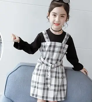 

Girls'Autumn Dresses 2009 New Fashionable Princess Skirt Girls' Korean Plaid Spring and Autumn Skirts
