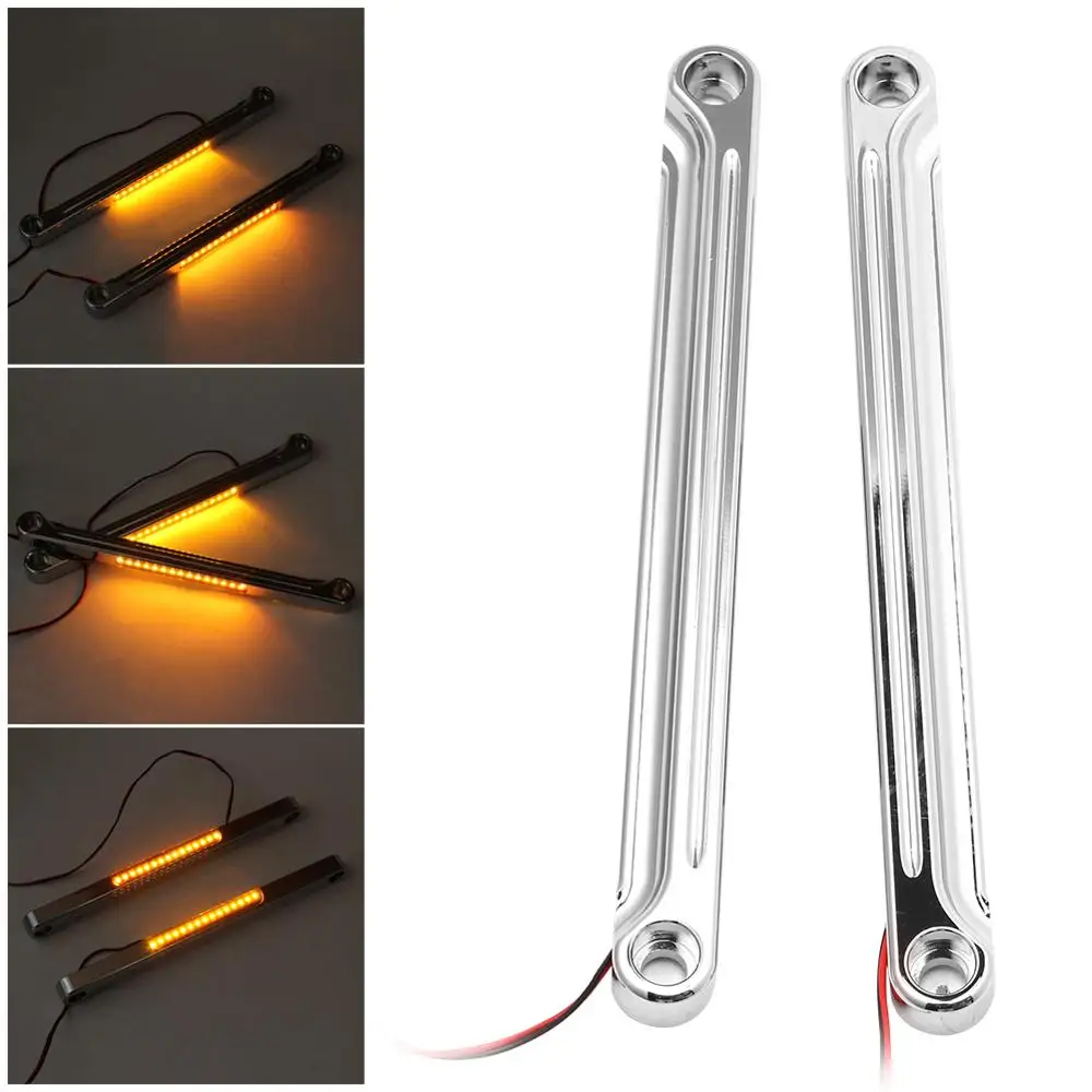 2 Colors Motorcycle Alloy Art Black Front Chrome Cafe Racer LED Amber Turn Signals Smoke Lens Fit For Harley Fatboy 1990-2017 |