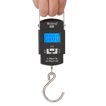 

USB Charging Kitchen Scale Portable Hanging Scale 55kg/10g LCD Digital Electronic Hand Held Hook Balance Weighing with Backlight