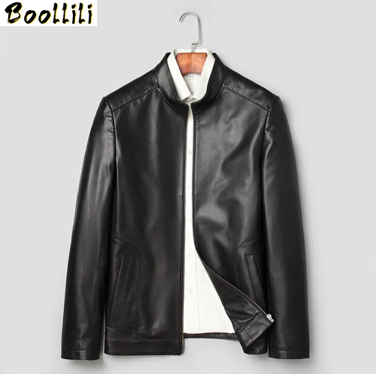 

Boollili Men's Leather Jacket Spring Autumn Genuine Sheepskin Leather Jacket Men Casual Leather Coats and Jackets