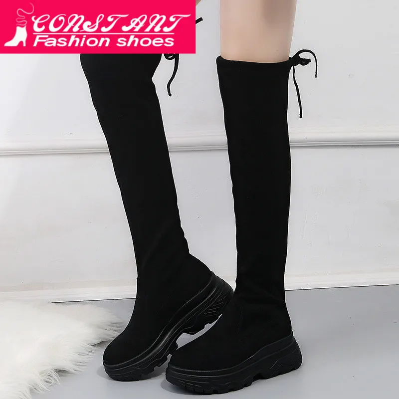 2019 Новые осенне зимние сапоги выше колена женские водонепроницаемые на