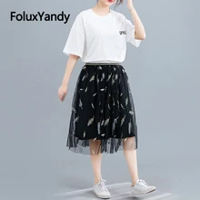 ^^Best Offers Embroidery Skirt Women Plus Size Elastic Waist Knee-length Black Pleated Skirts NQYL153 ^^Best Offers Embroidery Skirt Women Plus Size Elastic Waist Knee-length Black Pleated Skirts NQYL153