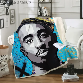 

Throw blanket Hip Hop Rapper 2Pac 3D Velvet Plush Blanket Bedspread For Kids Girls Sherpa Blanket Couch Quilt Cover Travel 01