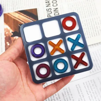 

Funny Game Mold Tic-Tac-Toe Epoxy Resin Craft Cabochons OX Board Charms DIY Resin Game Mould Resin Mold Silicone