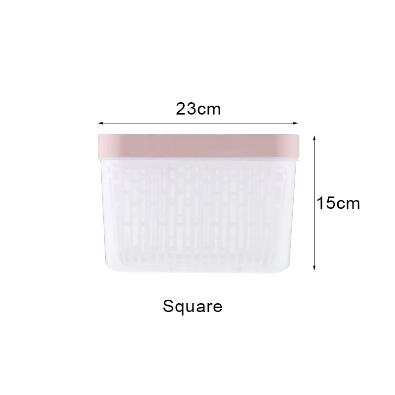 Square Кухонный ящик для хранения 2 в 1 многофункциональная овощемойка, пластиковый контейнер для хранения еды, компактный кухонный Органайзер - Цвет: Square