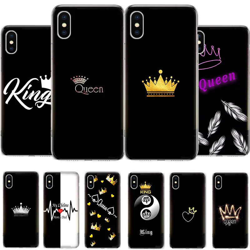 

King and Queen Phone Case For iPhone 11 12 6 6s 7 8 Plus X XS XR Pro Max MINI 5 5s SE Cover Coque soft Silicone TPU