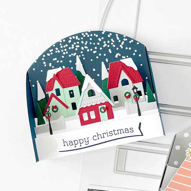 Mmao Handwerk Metall Stahl Schneiden Stirbt Winter haus baum dekoration Schablone Für DIY Scrapbooking Papier/foto Karten Präge Stirbt