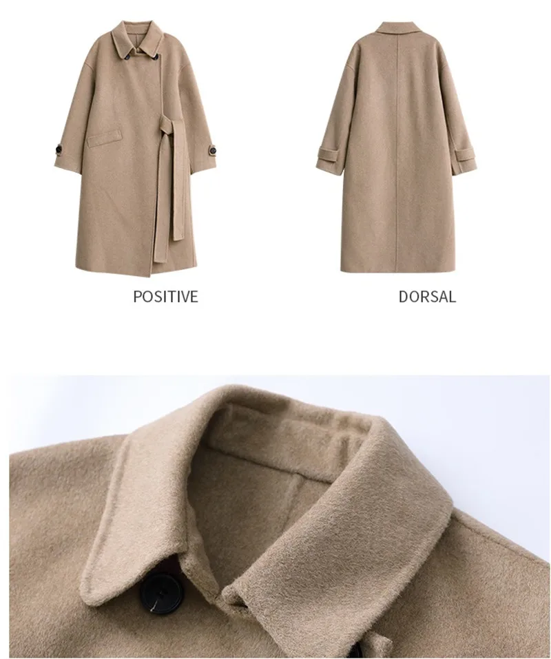 Plus size Women Thick Warm Woolen coat loose long Double-faced wool coats Autumn winter Korean Casual Jacket Overcoat 5XL F1159