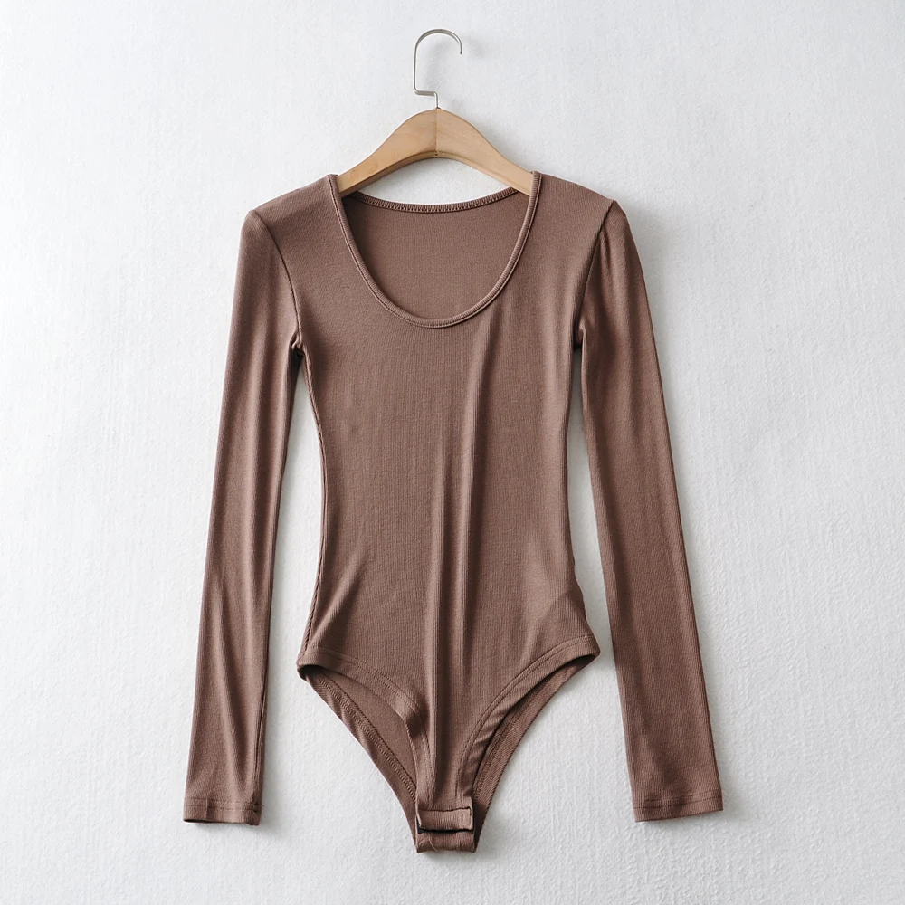 profundo o-pescoço topos bodysuits feminino macacão streetwear malha macacões sólidos