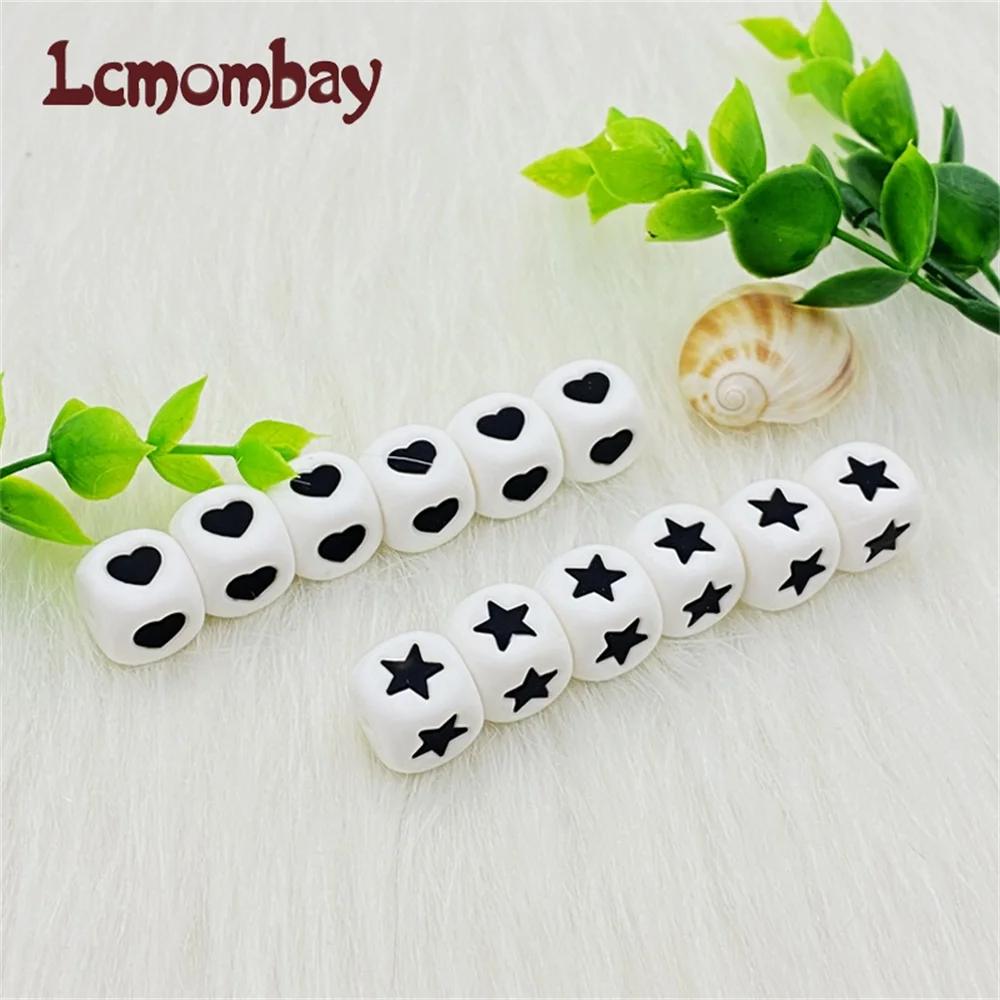 Silicone Beads 12mm Heart Star Letter Beads Teething Baby Teether Pacifier Chain Toys DIY Necklace Loose 10Pcs teething toys silicone teething toys baby teething toys silicone beads silicone teether silicone teething beads silicone jewelry accessories