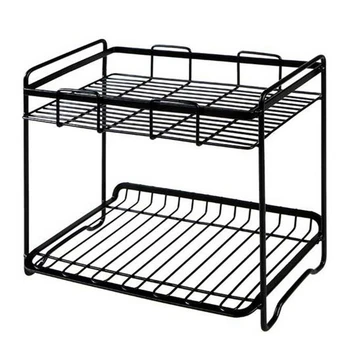 

New-Spice Rack Two Layers Stainless Steel Storage Shelf Rack Home Kitchen Seasoning Holder Organizer