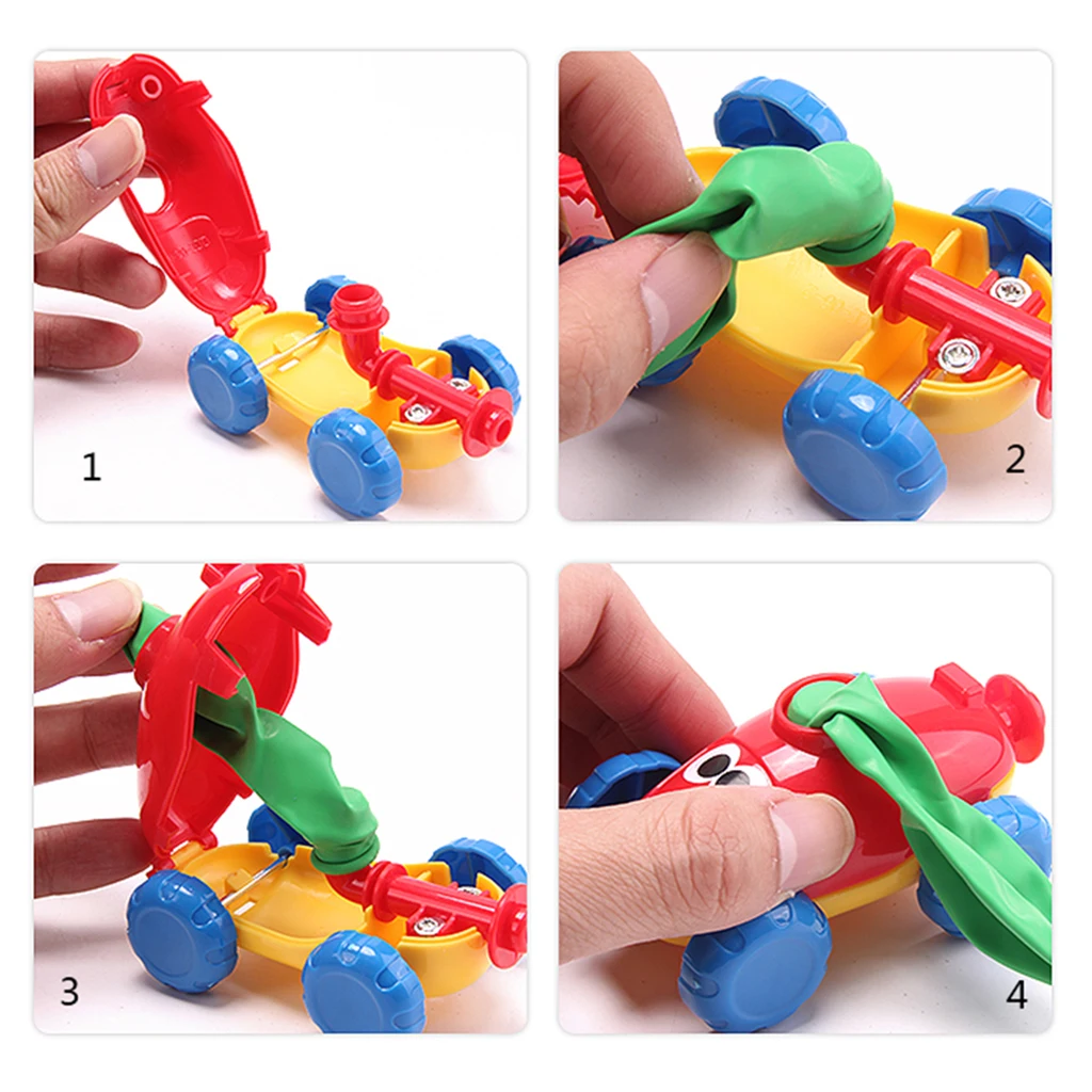 Kids Cartoon Inertial Power Balloon Car Toys Set Toddler Puzzle Learning Toy