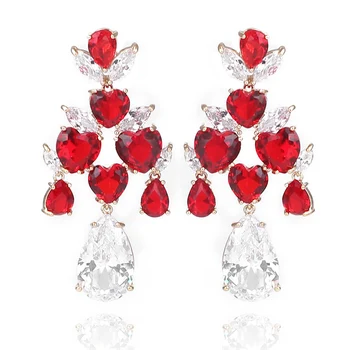 

VERY GIRL Fashion AAA Cubic Zircon Drop Earrings for Women Red Heart Wedding Jewelry Factory Wholesale