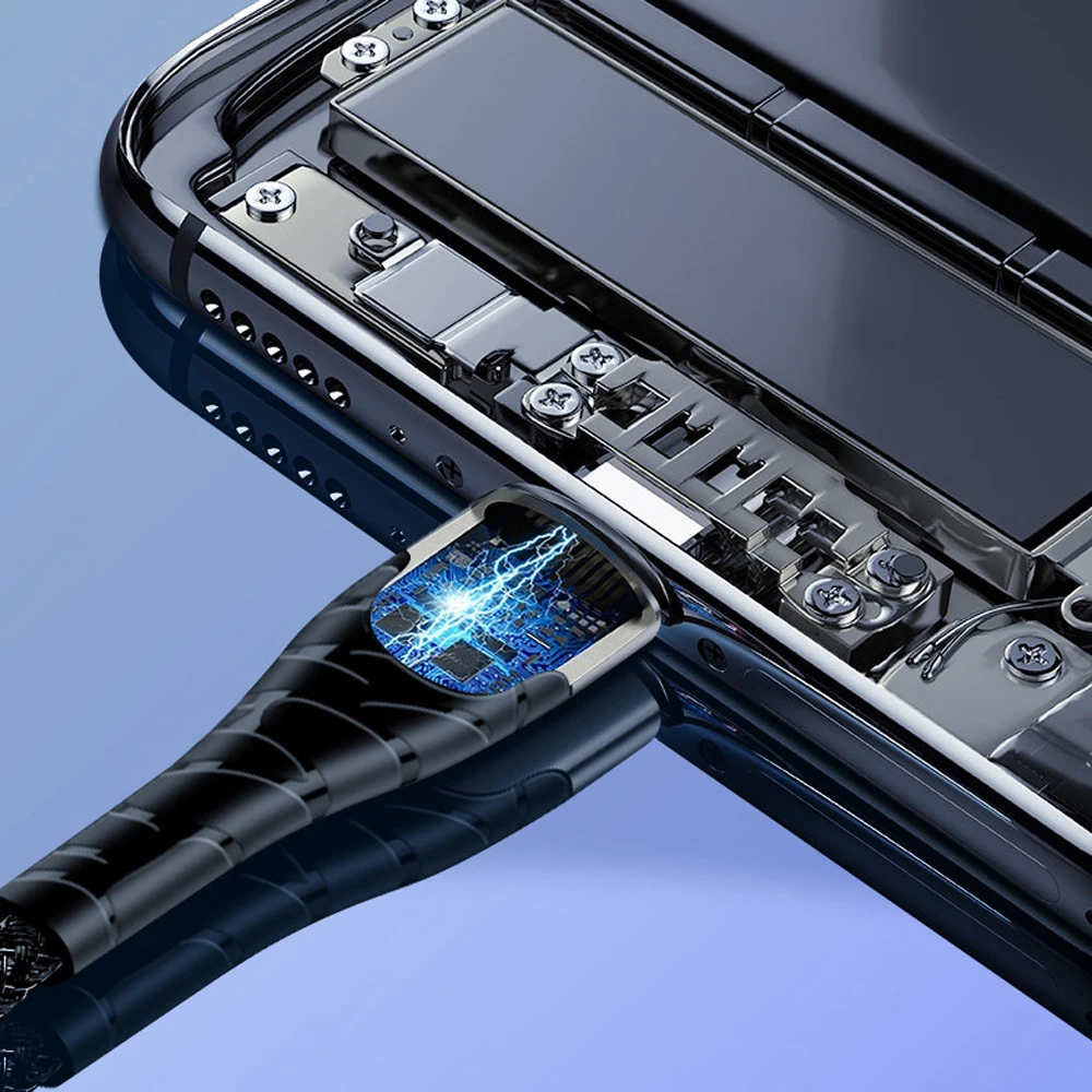 3а Micro usb type C кабель для быстрой зарядки и синхронизации данных, светодиодный кабель для Android samsung huawei Xiaomi