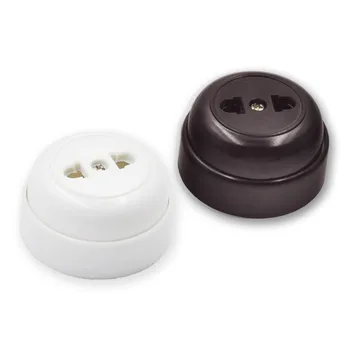 

10pcs Retro EU Wall Electrical Socket Surface Mounted Outlet Vintage Round Socket White 10A