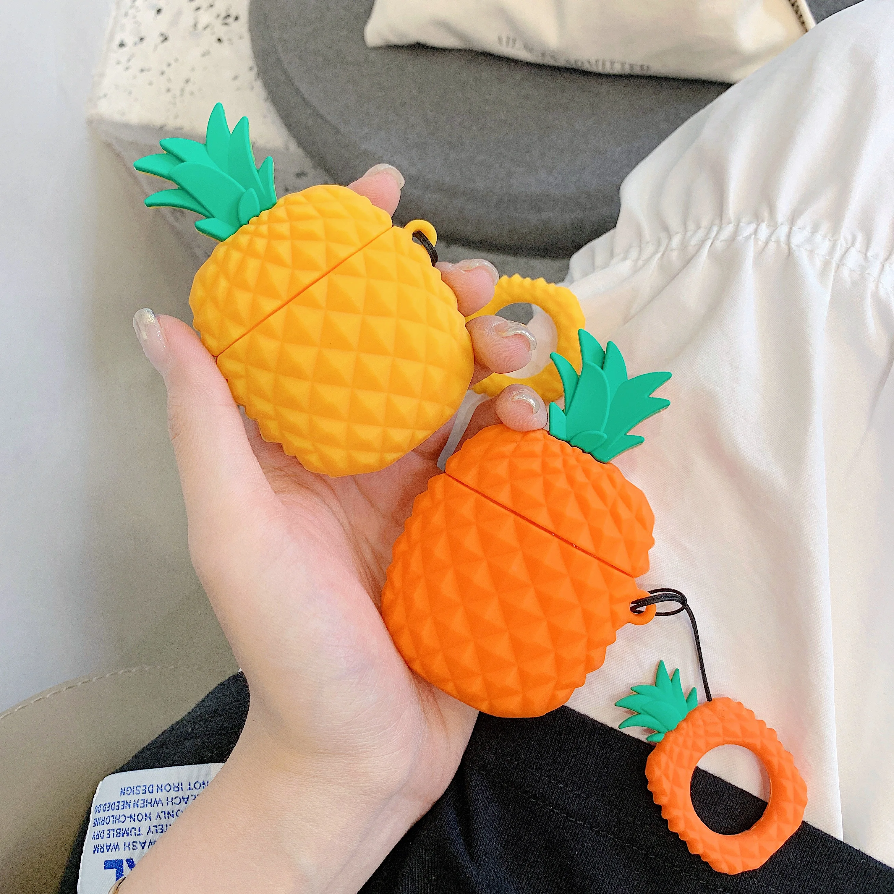 

Earphone Silica Case For Apple Airpods Cute Cartoon Cover Airpods Case pineapple wireless Cover For Earpods Case with hooks