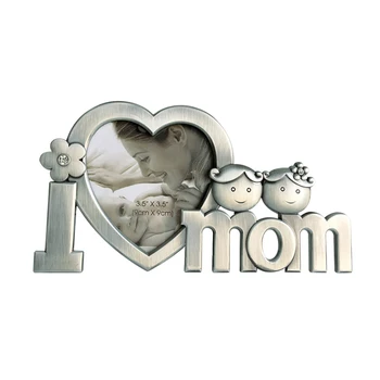 

3.5x3.5 Inch Home Decor Metal Modern Family Photograph Photo Frame Heart Shape Mothers Day Letter Anniversary Kids Childrens