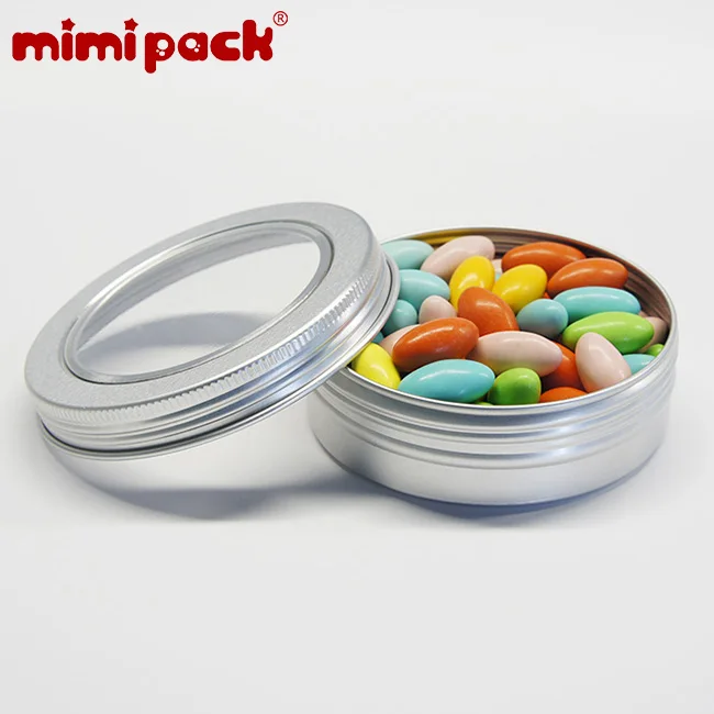 Mimipack, 24 шт., оконная неглубокая круглая винтовая крышка, алюминиевые банки, серебряная косметическая упаковка для конфет, герметичная коробка для хранения, бак