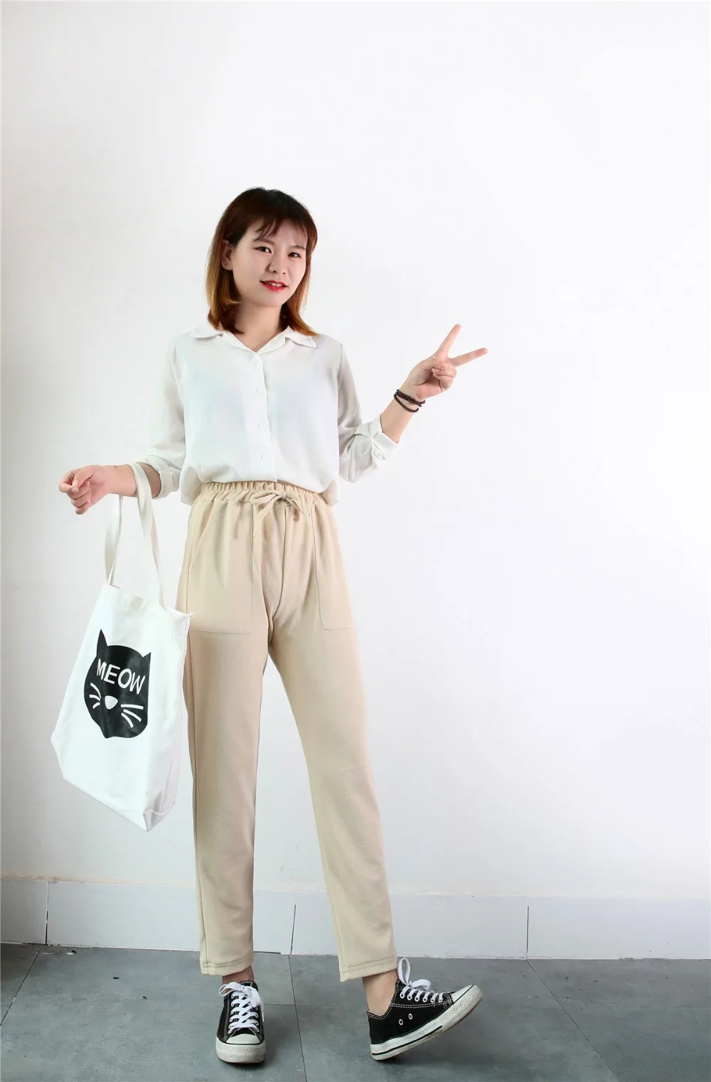 Women pants Spring Summer fashion female Solid high Waist loose harem pant pencil trousers Casual Cargo pants streetwear