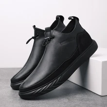 KATESEN/Новые мужские Ботильоны; мужские повседневные ботинки из натуральной кожи; Зимняя Теплая мужская обувь на меху из коровьей кожи; черные ботинки «Челси»