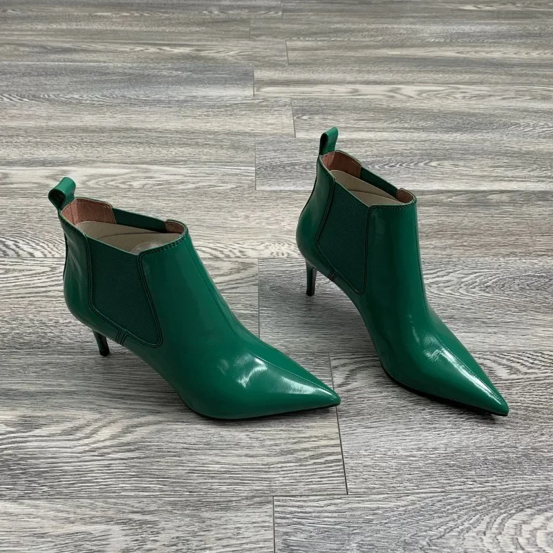 WETKISS/ботильоны «Челси»; женские ботильоны на высоком каблуке; вечерние ботинки на молнии; женская обувь с острым носком; женская зимняя обувь зеленого цвета размера плюс 45