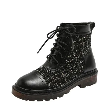 

Plus size women winter boots black plus velvet warm Martin boots women Platform casual boots Flat ankle boots Short boots ladies