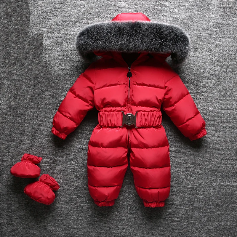  Dollplus 2019 Winter Warm Baby Rompers Jumpsuit Children Duck Down Overalls Toddler Kids Boys Girls