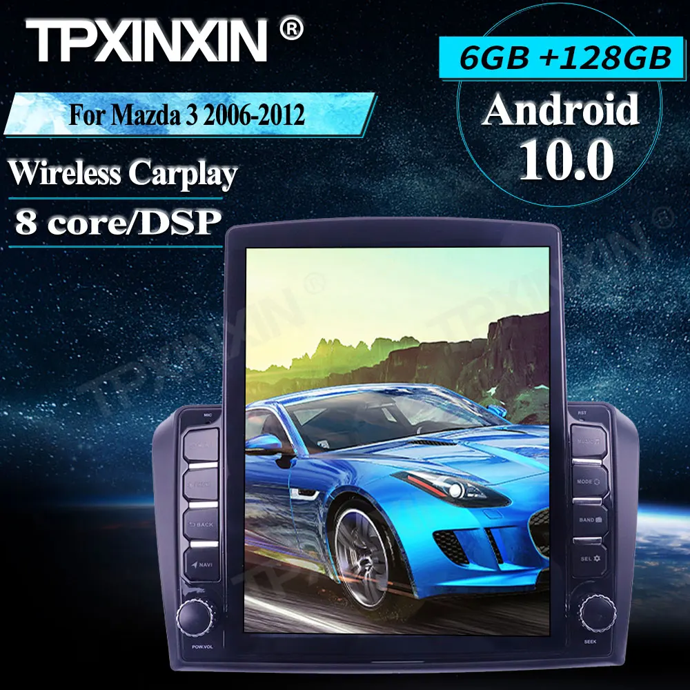 

Для Mazda 3 2006-2012 Tesla Style Автомобильная GPS-навигация Android 6 + 128G беспроводной Carplay стерео автомобильный радиоплеер радио IPS экран