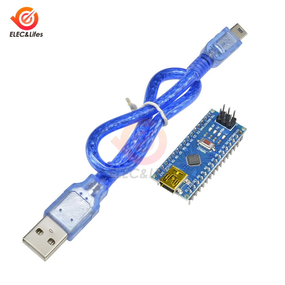 Для Arduino CH340 ATMEGA328P NANO V3.0 3,0 ATMEGA328P-MU маленький чип версия спаянная печатная плата Mini USB интерфейс с кабелем