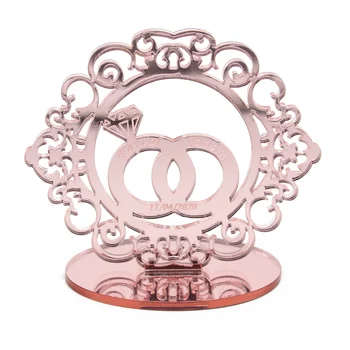 

10Pcs Personalized Wedding Table Plaque Centerpieces Decor Custom Engraved Couple Names Rose gold Mirror Place Name Cards Favors
