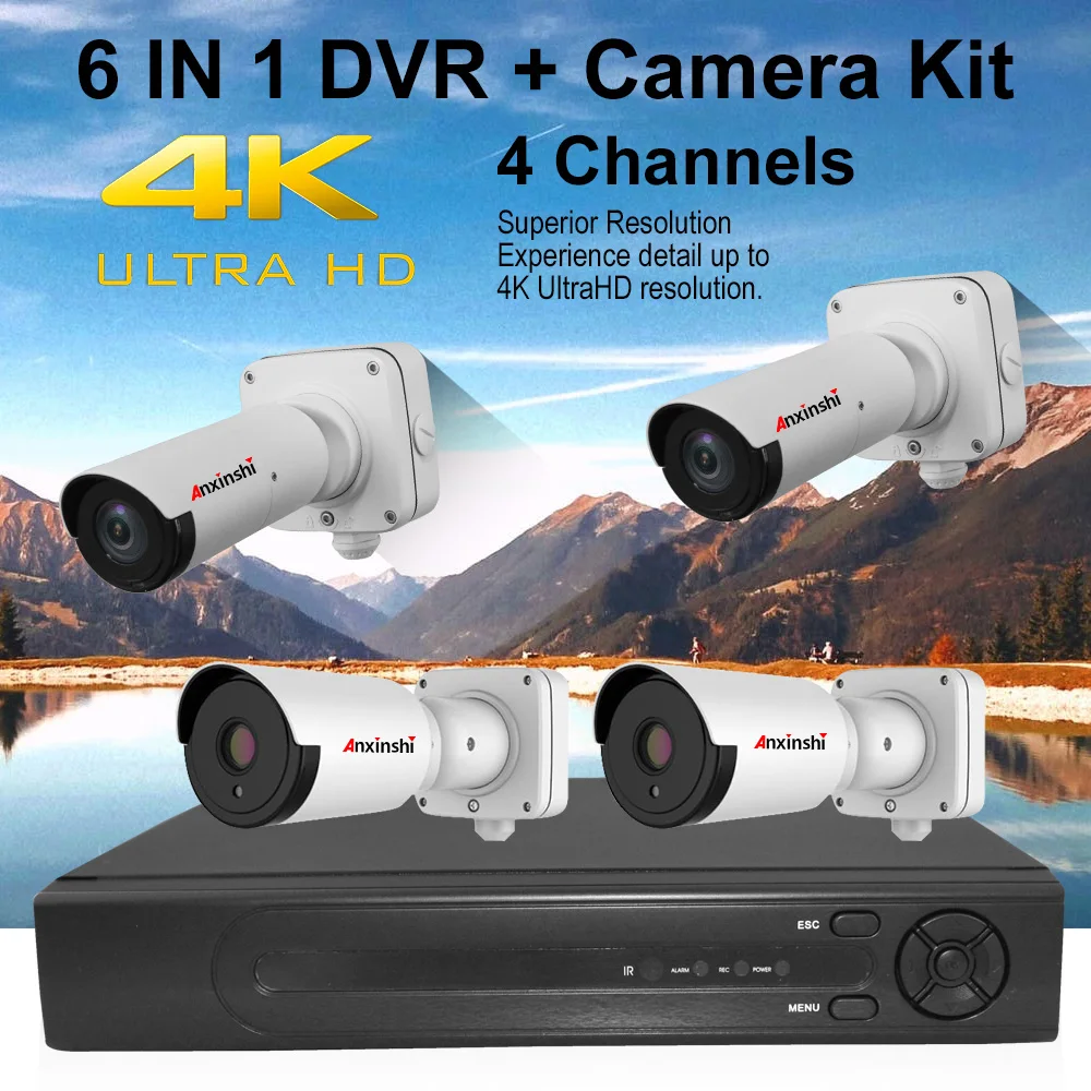4 K, CCTV камеры безопасности, Системы коаксиальный контроль 4CH 8MP 6 in1 AHD DVR Kit ИК Открытый Запись видео наблюдения система протокола ONVIF P2P