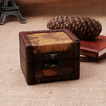 

Vintage Wooden Map Storage Box Case Jewellery Cufflinks Chest Small Gift New W2952001