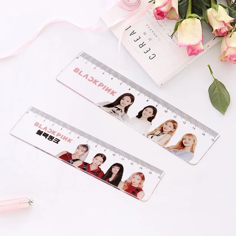 1 шт. Kawaii горячая Распродажа Kpop Blackpink дважды Удобная прямая акриловая Линейка Канцелярские линейки школьные принадлежности